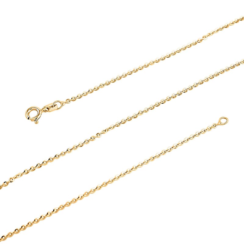Italian Brillantina Chain Necklace in 14K Yellow Gold Over Sterling Silver 1.99 Grams 20 Inches
