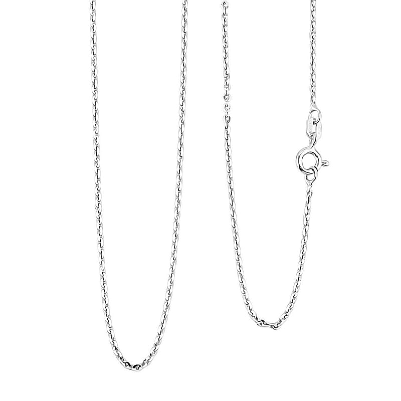 Italian Brillantina Chain Necklace in Rhodium Over Sterling Silver 2.05 Grams 20 Inches
