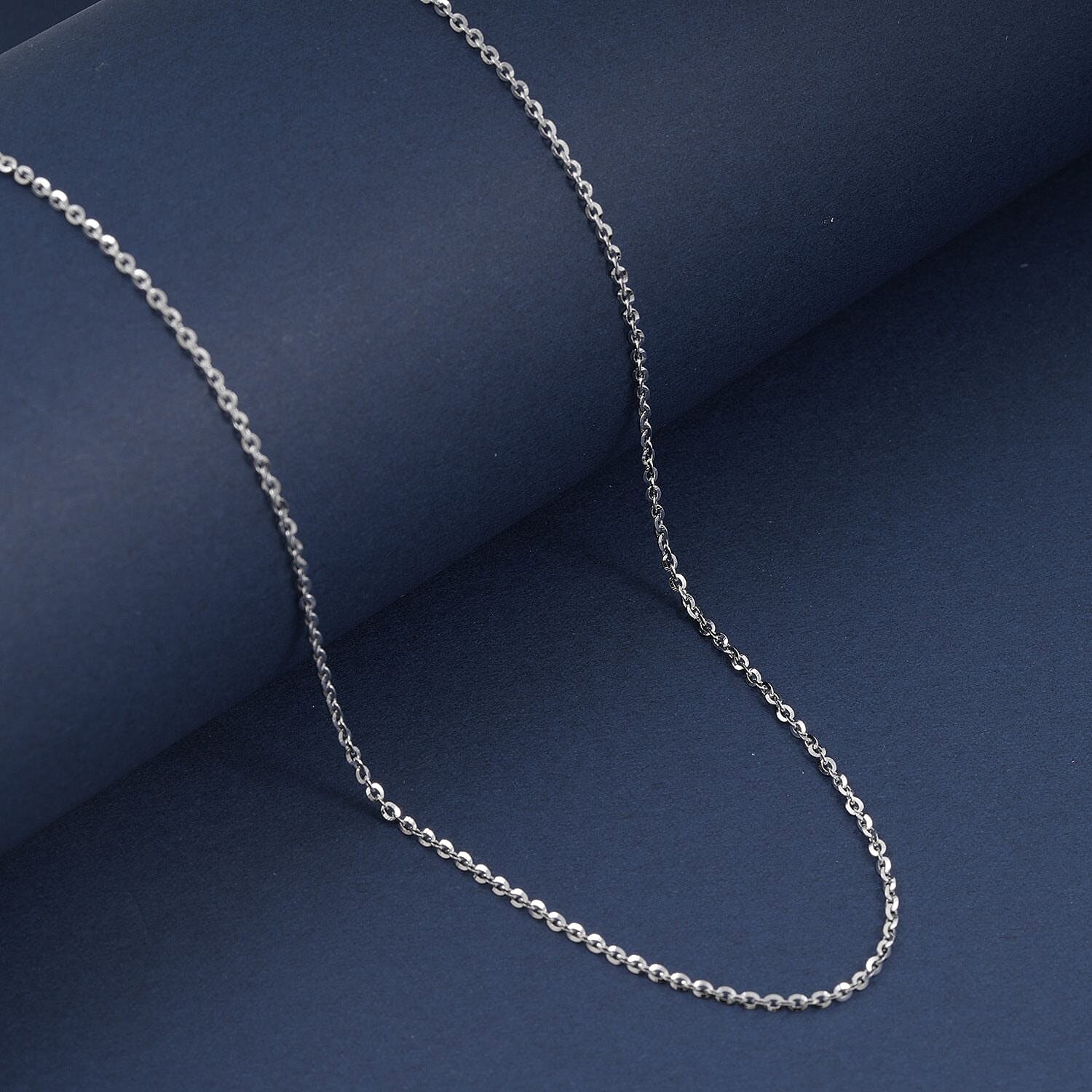 Italian Brillantina Chain Necklace in Rhodium Over Sterling Silver 2.05 Grams 20 Inches