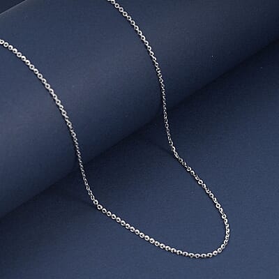 Italian Brillantina Chain Necklace in Rhodium Over Sterling Silver 2.05 Grams 20 Inches