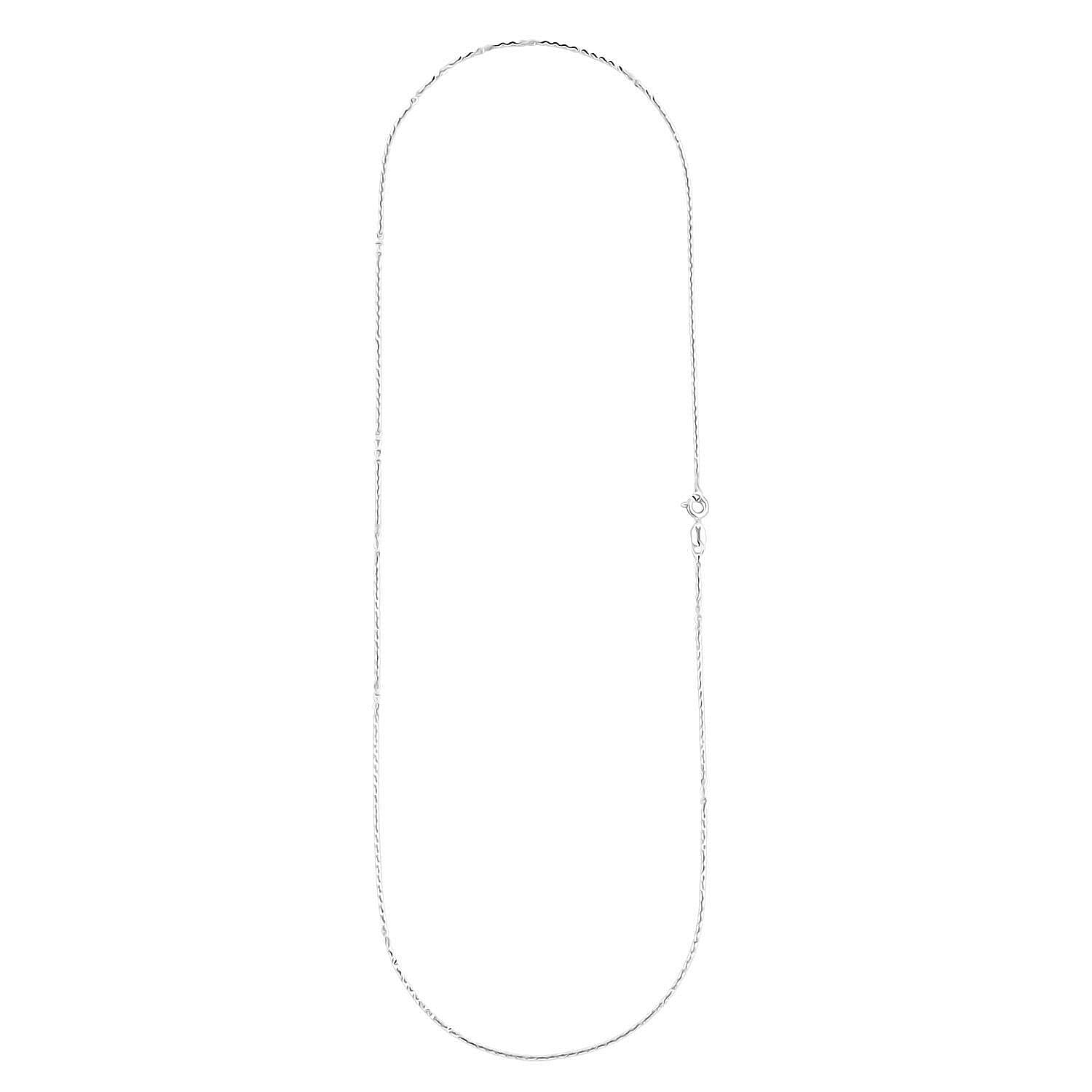 Italian Brillantina Chain Necklace in Rhodium Over Sterling Silver 2.05 Grams 20 Inches