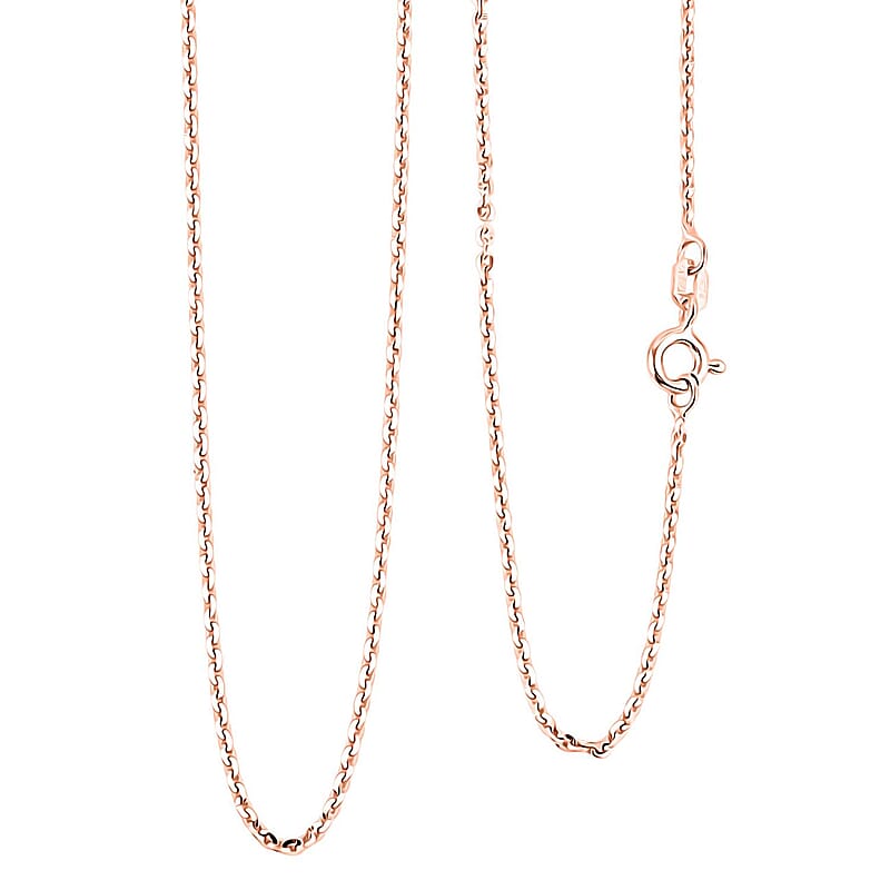 Italian Brillantina Chain Necklace in 14K Rose Gold Over Sterling Silver 2.09 Grams 20 Inches