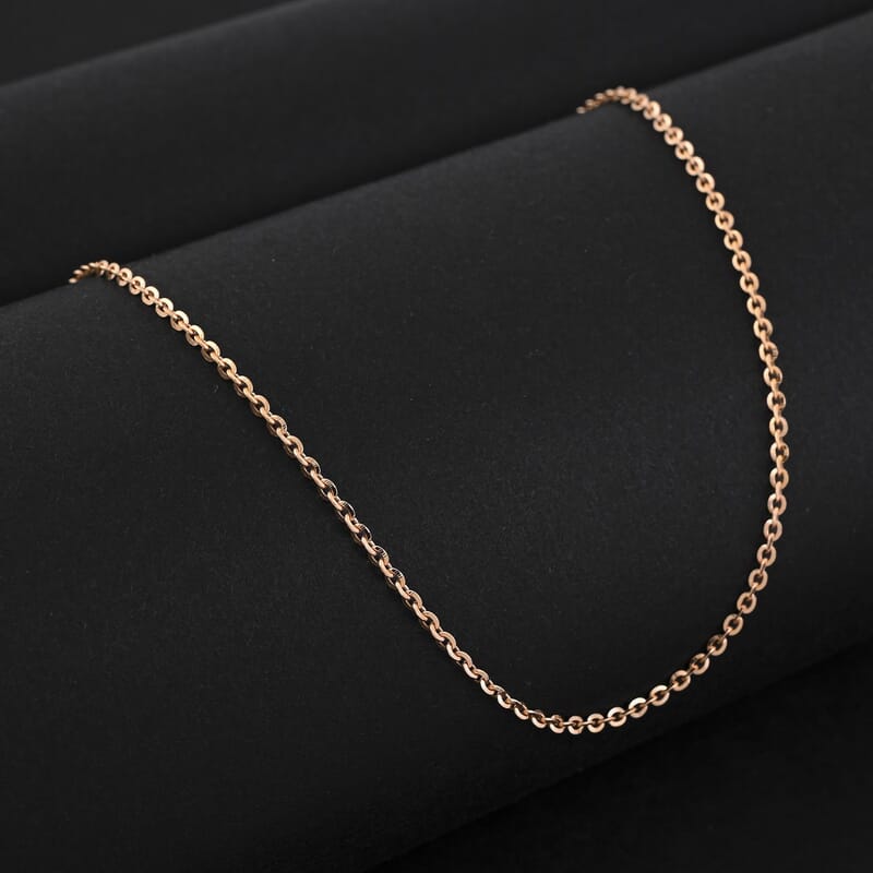 Italian Brillantina Chain Necklace in 14K Rose Gold Over Sterling Silver 2.09 Grams 20 Inches