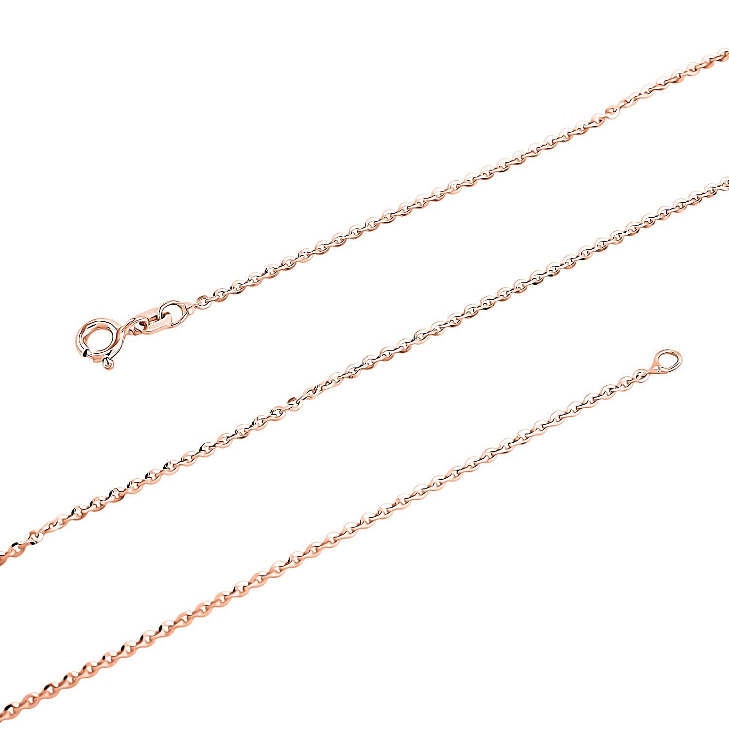 Italian Brillantina Chain Necklace in 14K Rose Gold Over Sterling Silver 2.09 Grams 20 Inches