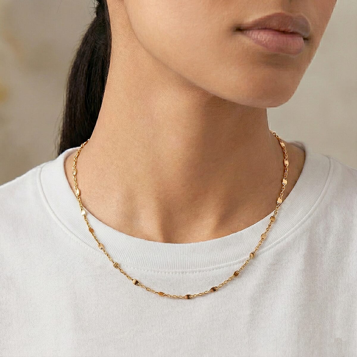 Italian Confetti Chain Necklace in 14K Yellow Gold Over Sterling Silver 2.63 Grams 20 Inches image number 2