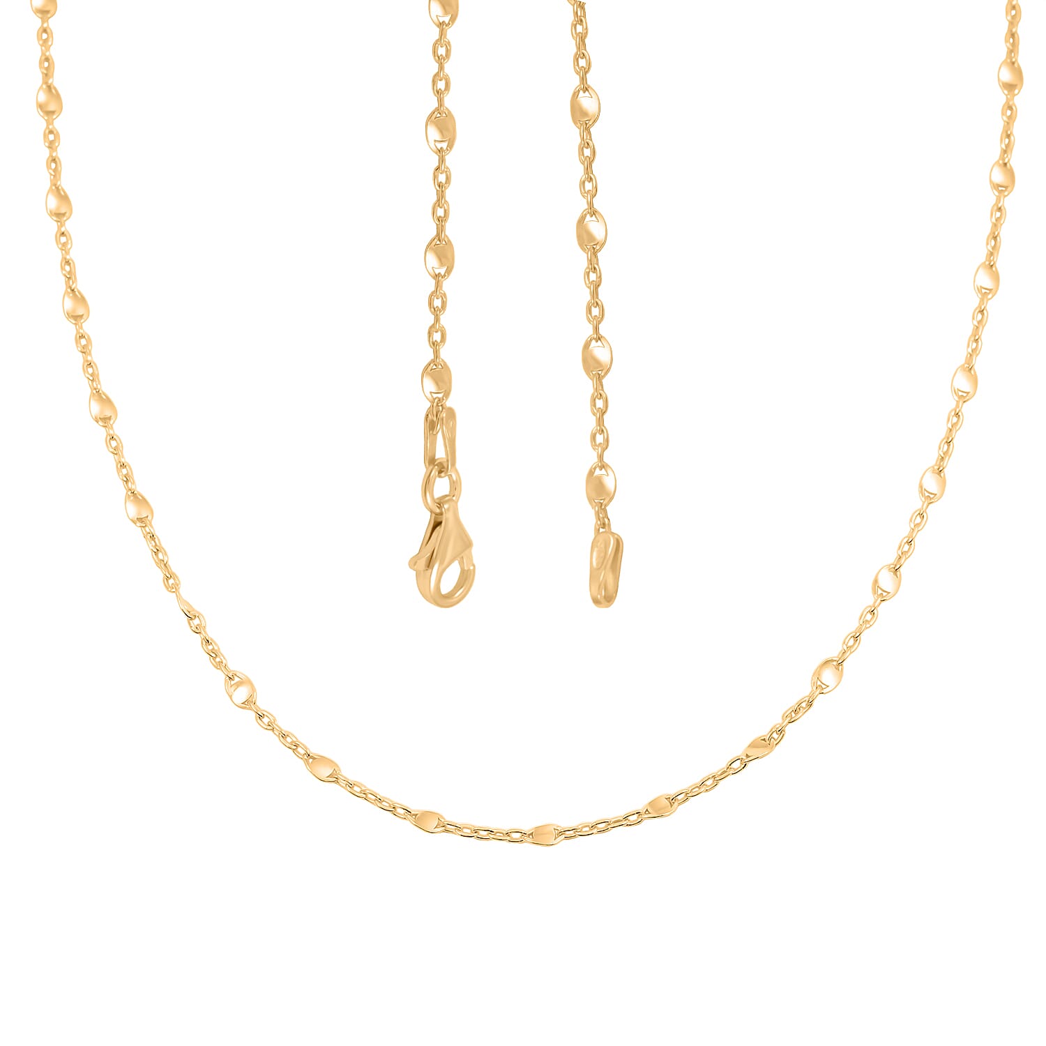 Italian Confetti Chain Necklace in 14K Yellow Gold Over Sterling Silver 2.63 Grams 20 Inches