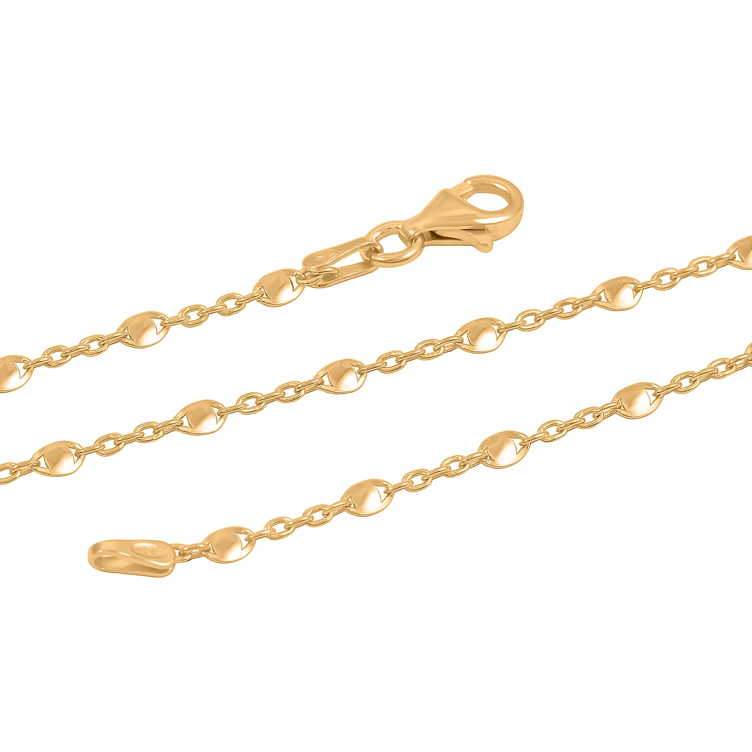 Italian Confetti Chain Necklace in 14K Yellow Gold Over Sterling Silver 2.63 Grams 20 Inches