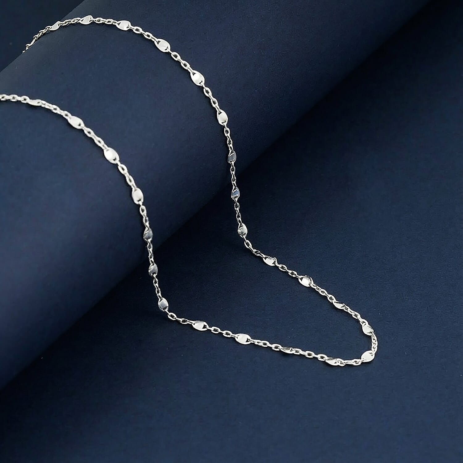 Italian Confetti Chain Necklace in Rhodium Over Sterling Silver 2.71 Grams 20 Inches