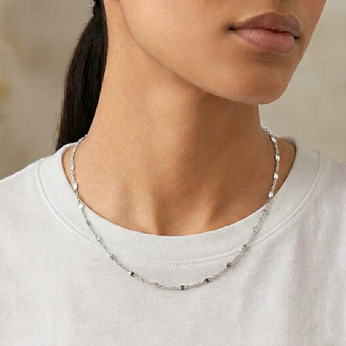 Italian Confetti Chain Necklace in Rhodium Over Sterling Silver 2.71 Grams 20 Inches image number 2