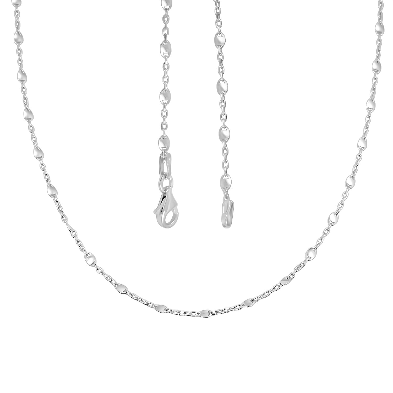 Italian Confetti Chain Necklace in Rhodium Over Sterling Silver 2.71 Grams 20 Inches