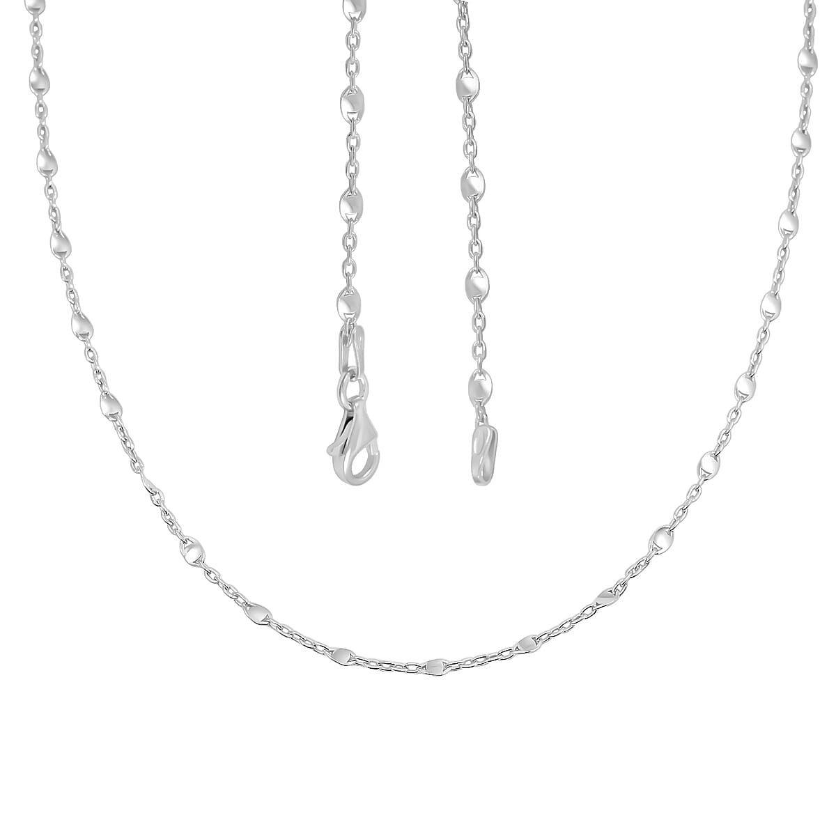 Italian Confetti Chain Necklace in Rhodium Over Sterling Silver 2.71 Grams 20 Inches image number 4