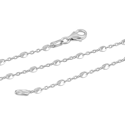 Italian Confetti Chain Necklace in Rhodium Over Sterling Silver 2.71 Grams 20 Inches