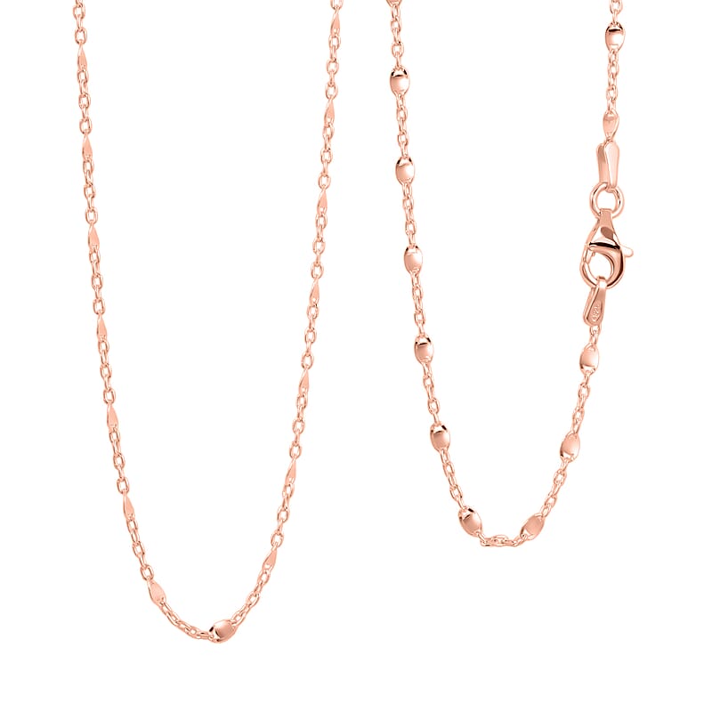Italian Confetti Chain Necklace in 14K Rose Gold Over Sterling Silver 2.72 Grams 20 Inches