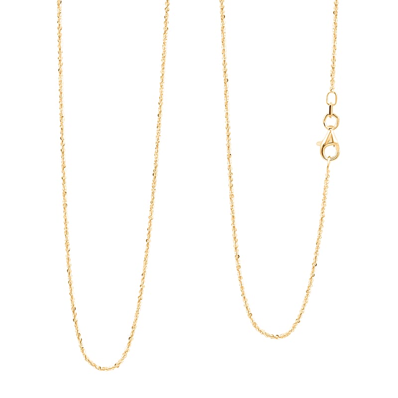Italian 14K YG Over Sterling Silver Diamond-cut Rock Chain Necklace (20 Inches) (2.43 Grams)