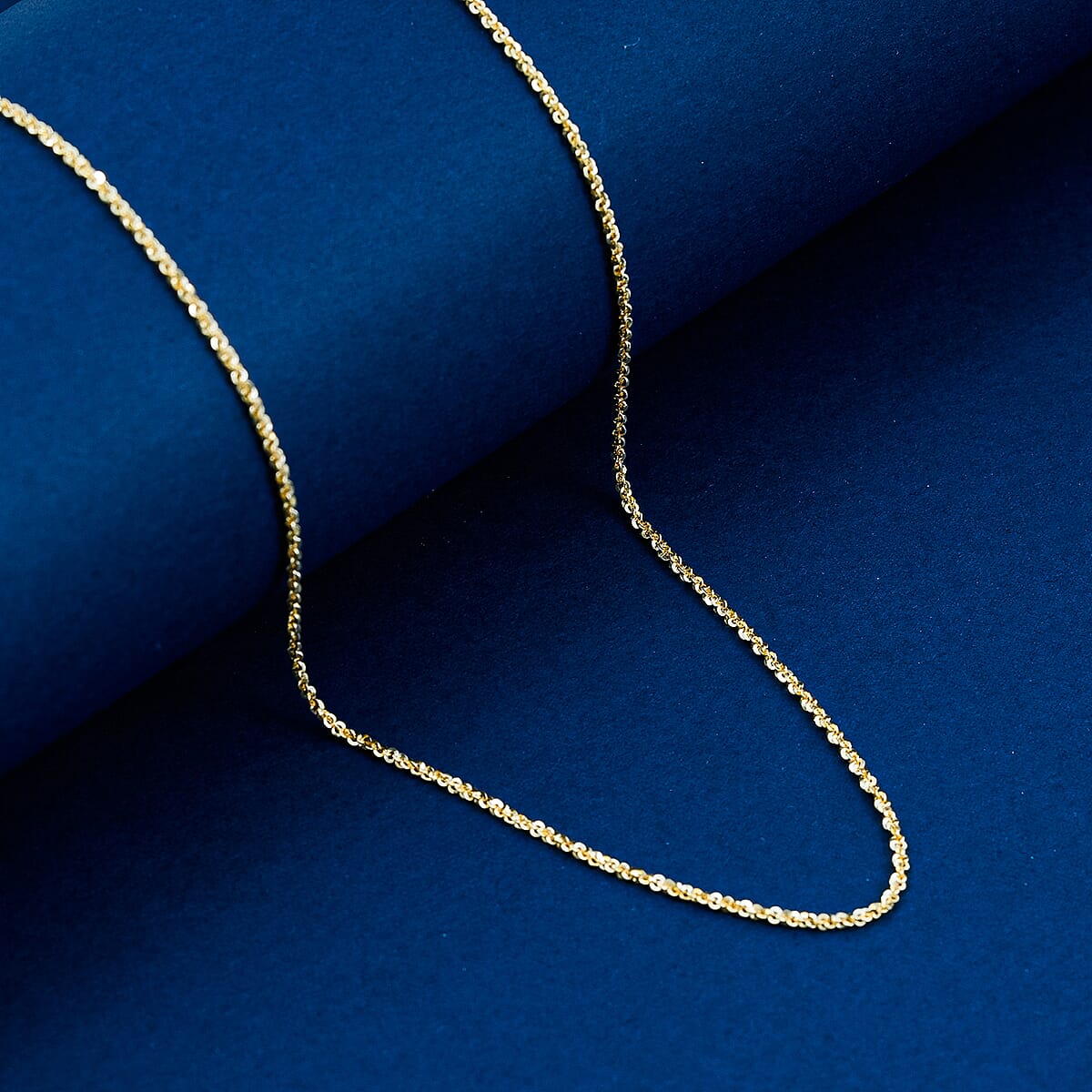 Italian 14K YG Over Sterling Silver Diamond-cut Rock Chain Necklace (20 Inches) (2.43 Grams) image number 1