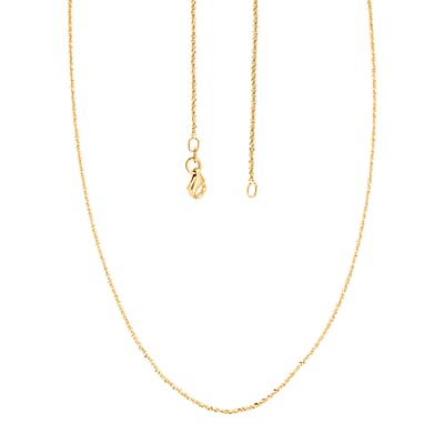Italian 14K YG Over Sterling Silver Diamond-cut Rock Chain Necklace (20 Inches) (2.43 Grams)