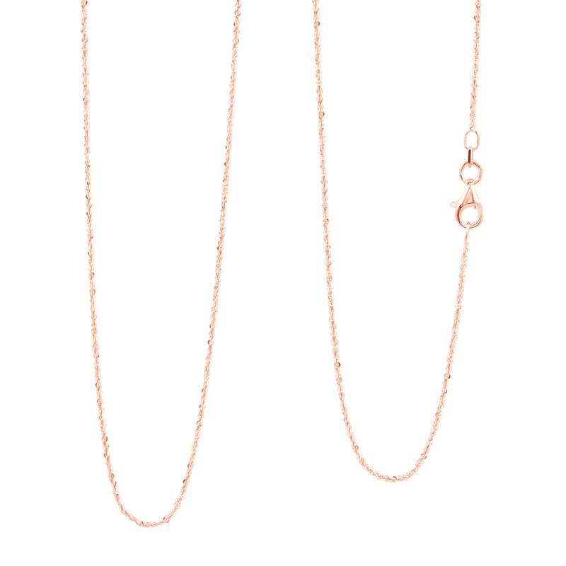 Italian 14K RG Over Sterling Silver Diamond-cut Rock Chain Necklace (20 Inches) (2.36 Grams)