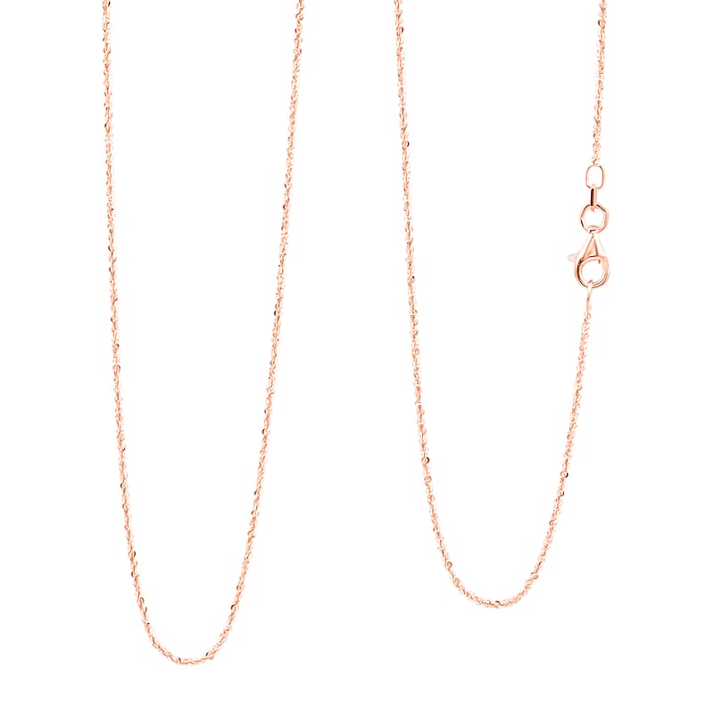 Italian 14K RG Over Sterling Silver Diamond-cut Rock Chain Necklace (20 Inches) (2.36 Grams)