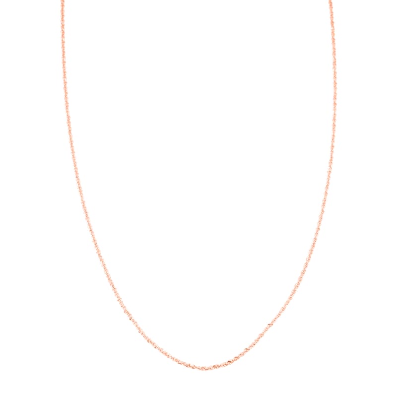 Italian 14K RG Over Sterling Silver Diamond-cut Rock Chain Necklace (20 Inches) (2.36 Grams)