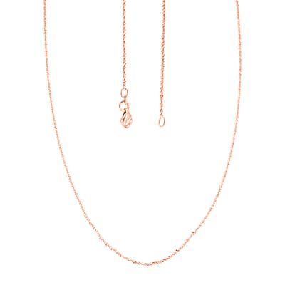 Italian 14K RG Over Sterling Silver Diamond-cut Rock Chain Necklace (20 Inches) (2.36 Grams)