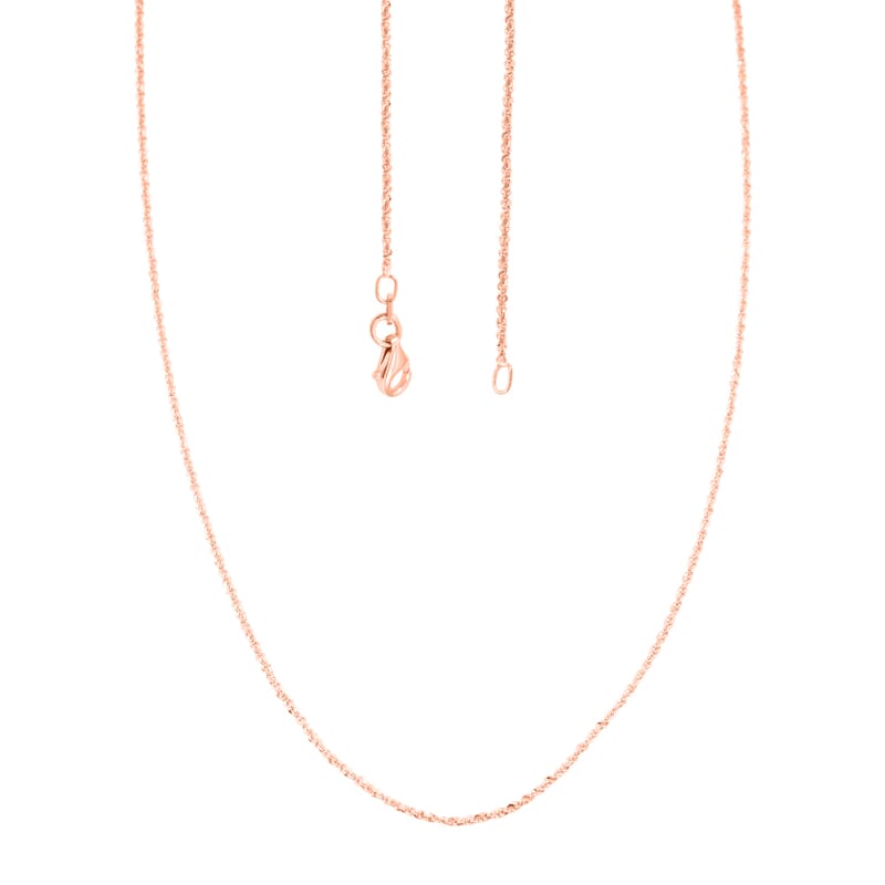 Italian 14K RG Over Sterling Silver Diamond-cut Rock Chain Necklace (20 Inches) (2.36 Grams)