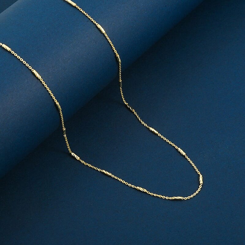 Italian Tube Chain Necklace in 14K Yellow Gold Over Sterling Silver 2.70 Grams 20 Inches