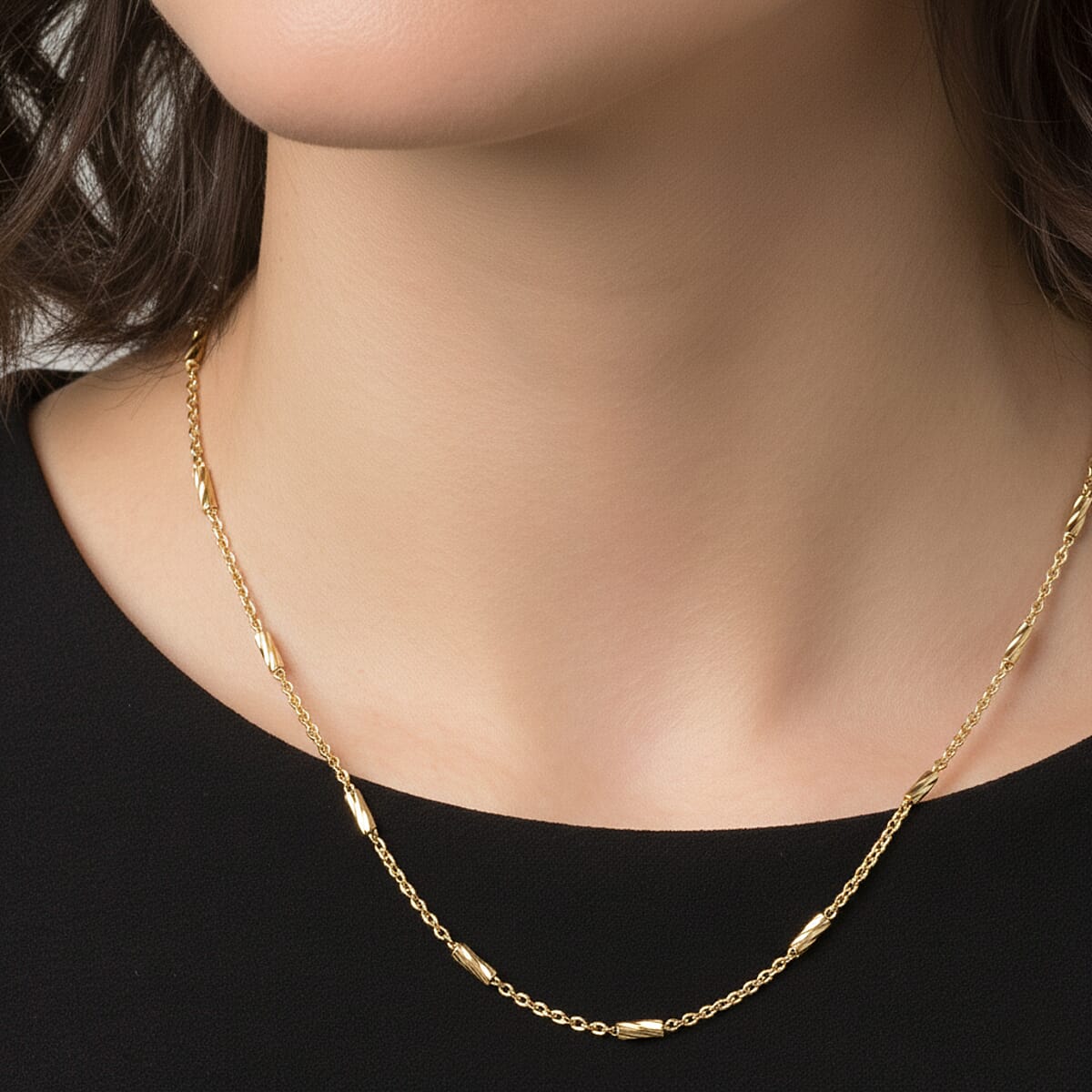 Italian Tube Chain Necklace in 14K Yellow Gold Over Sterling Silver 2.70 Grams 20 Inches image number 2