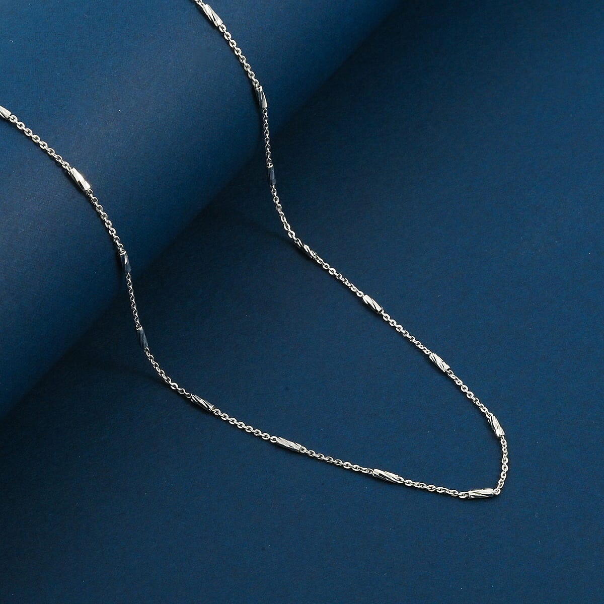 Italian Tube Chain Necklace in Rhodium Over Sterling Silver 2.60 Grams 20 Inches image number 1