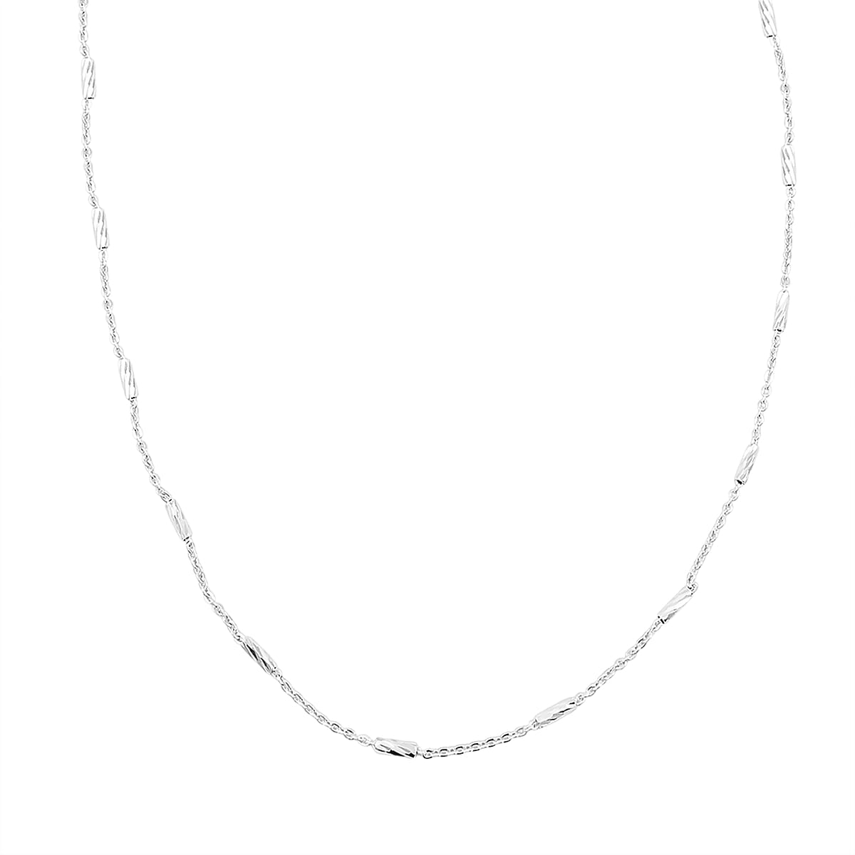 Italian Tube Chain Necklace in Rhodium Over Sterling Silver 2.60 Grams 20 Inches image number 3