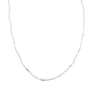 Italian Tube Chain Necklace in Rhodium Over Sterling Silver 2.60 Grams 20 Inches