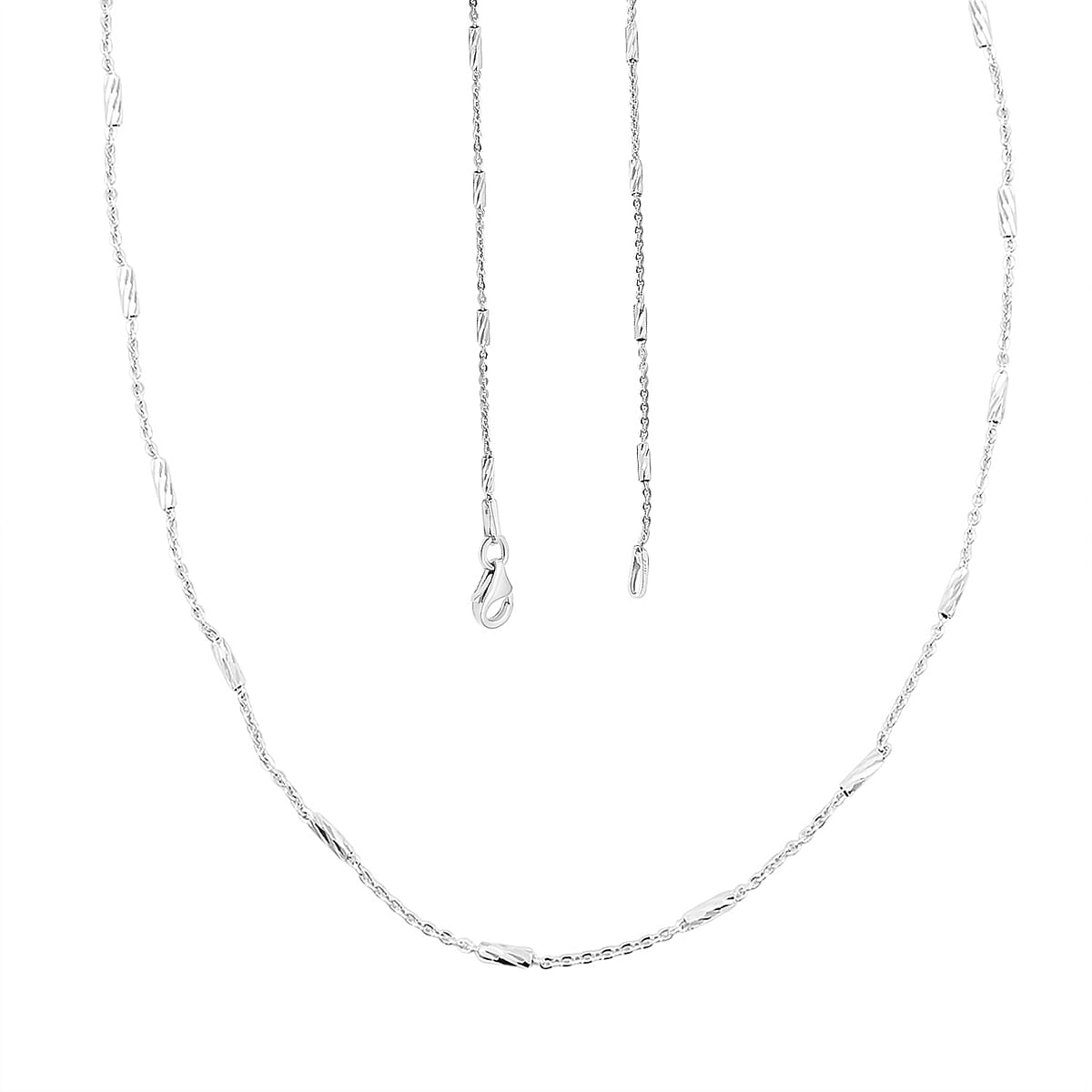 Italian Tube Chain Necklace in Rhodium Over Sterling Silver 2.60 Grams 20 Inches image number 4