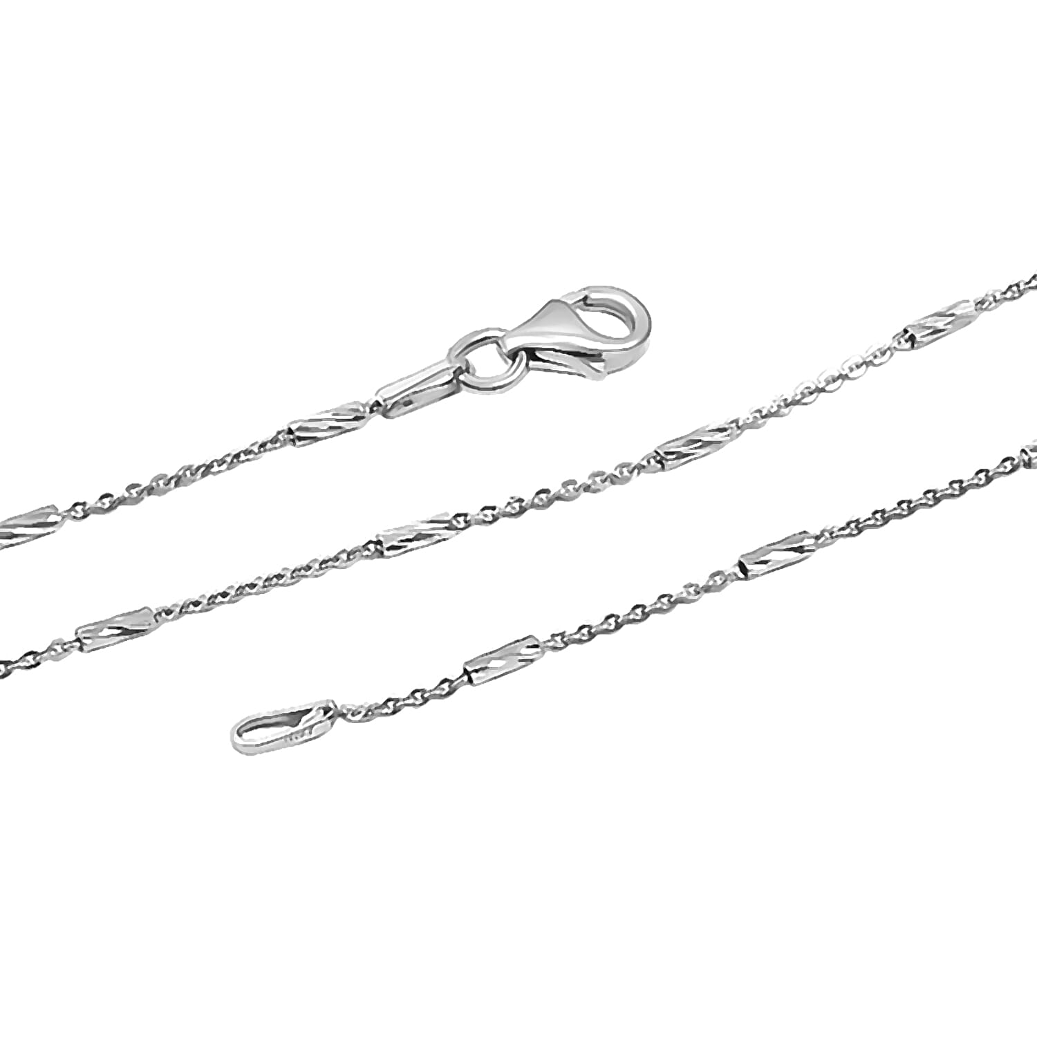 Italian Tube Chain Necklace in Rhodium Over Sterling Silver 2.60 Grams 20 Inches