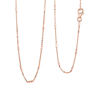 Italian Tube Chain Necklace in 14K Rose Gold Over Sterling Silver 2.60 Grams 20 Inches