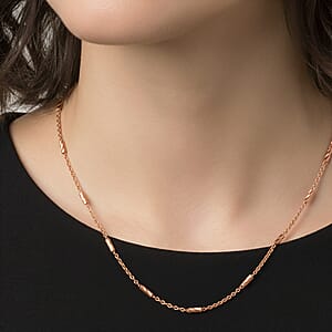 Italian Tube Chain Necklace in 14K Rose Gold Over Sterling Silver 2.60 Grams 20 Inches