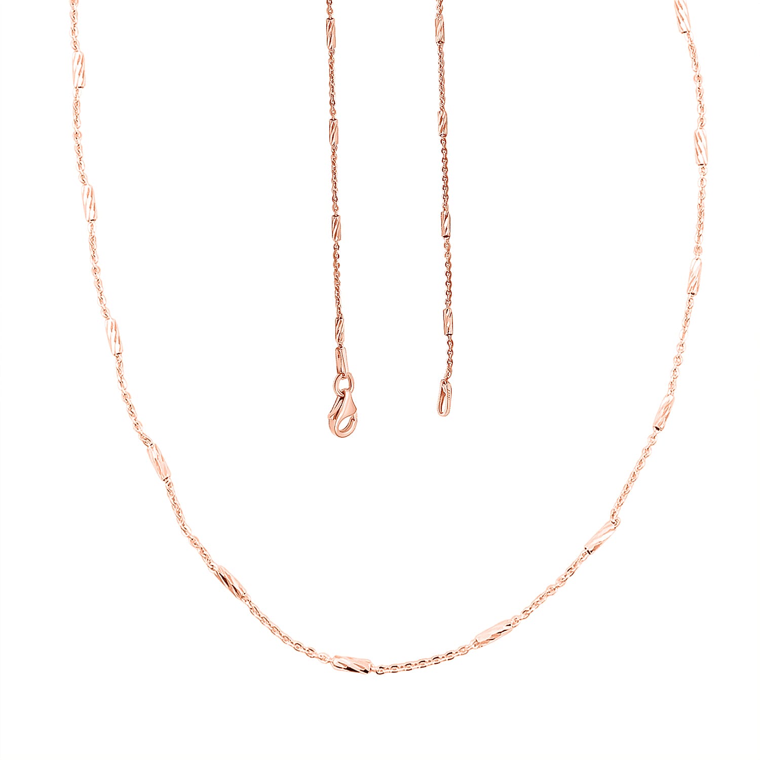 Italian Tube Chain Necklace in 14K Rose Gold Over Sterling Silver 2.60 Grams 20 Inches