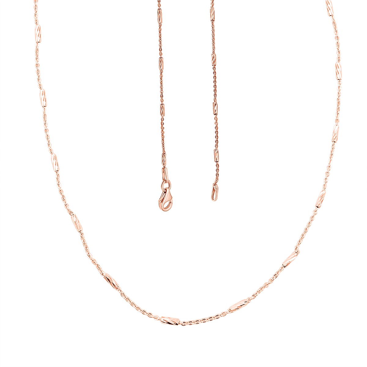 Italian Tube Chain Necklace in 14K Rose Gold Over Sterling Silver 2.60 Grams 20 Inches image number 4