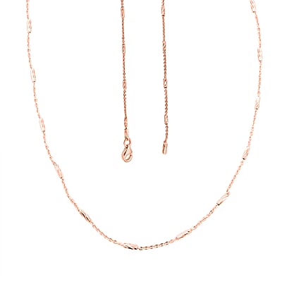 Italian Tube Chain Necklace in 14K Rose Gold Over Sterling Silver 2.60 Grams 20 Inches