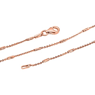 Italian Tube Chain Necklace in 14K Rose Gold Over Sterling Silver 2.60 Grams 20 Inches
