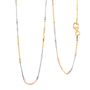 Italian Tube Chain Necklace in 14K YRG and Rhodium Over Sterling Silver 2.69 Grams 20 Inches