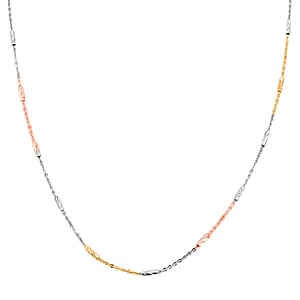 Italian Tube Chain Necklace in 14K YRG and Rhodium Over Sterling Silver 2.69 Grams 20 Inches
