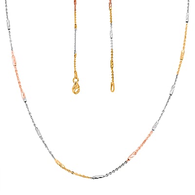 Italian Tube Chain Necklace in 14K YRG and Rhodium Over Sterling Silver 2.69 Grams 20 Inches