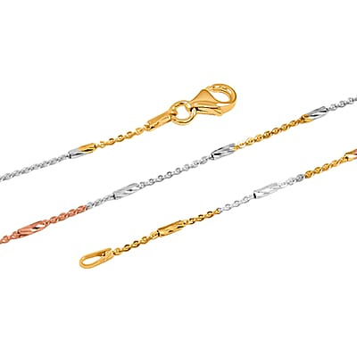 Italian Tube Chain Necklace in 14K YRG and Rhodium Over Sterling Silver 2.69 Grams 20 Inches
