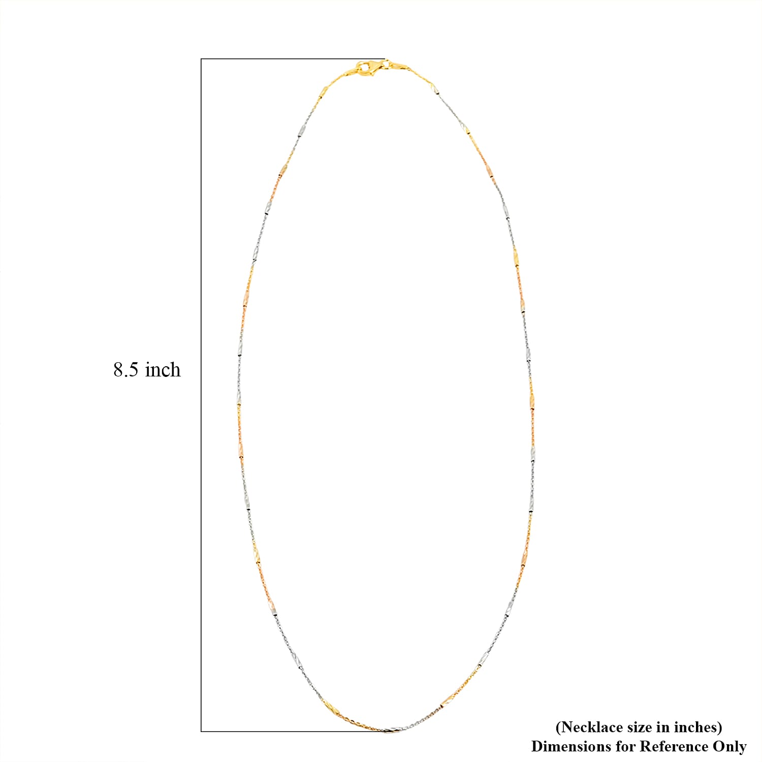 Italian Tube Chain Necklace in 14K YRG and Rhodium Over Sterling Silver 2.69 Grams 20 Inches