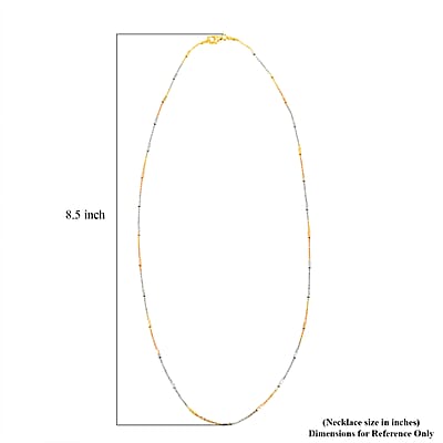 Italian Tube Chain Necklace in 14K YRG and Rhodium Over Sterling Silver 2.69 Grams 20 Inches