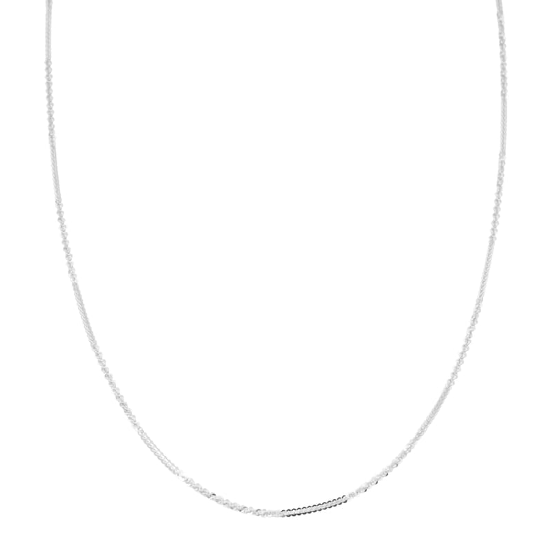 Italian Diamond-cut Rock Chain Necklace in Rhodium Over Sterling Silver 3.22 Grams 20 Inches