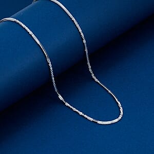 Italian Diamond-cut Rock Chain Necklace in Rhodium Over Sterling Silver 3.22 Grams 20 Inches