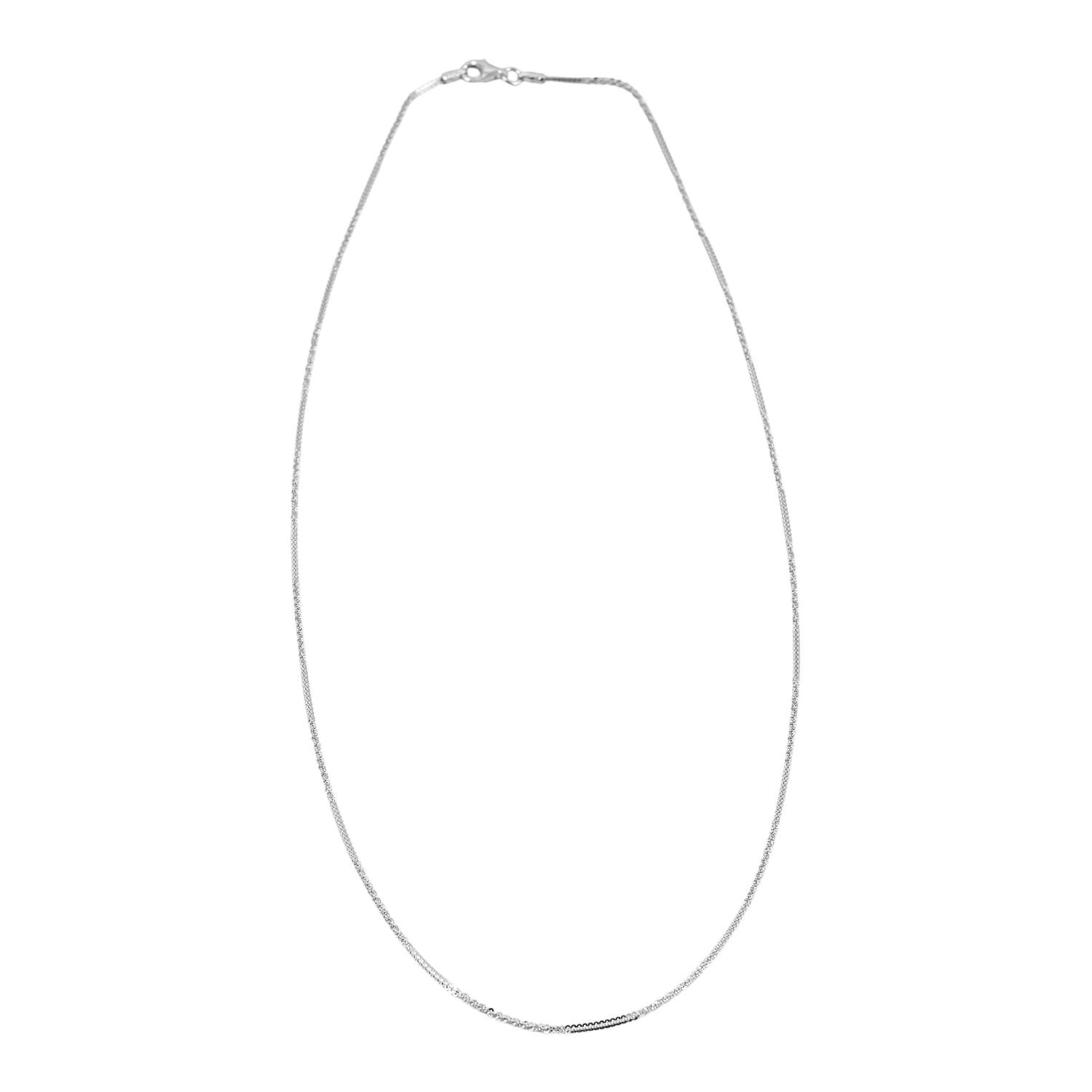 Italian Diamond-cut Rock Chain Necklace in Rhodium Over Sterling Silver 3.22 Grams 20 Inches