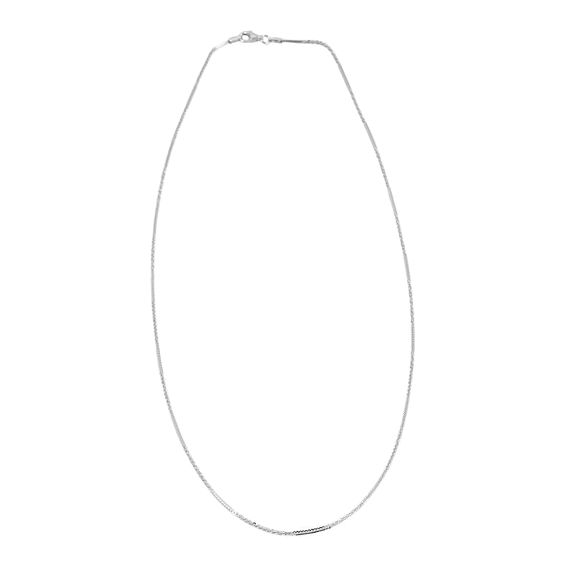 Italian Diamond-cut Rock Chain Necklace in Rhodium Over Sterling Silver 3.22 Grams 20 Inches