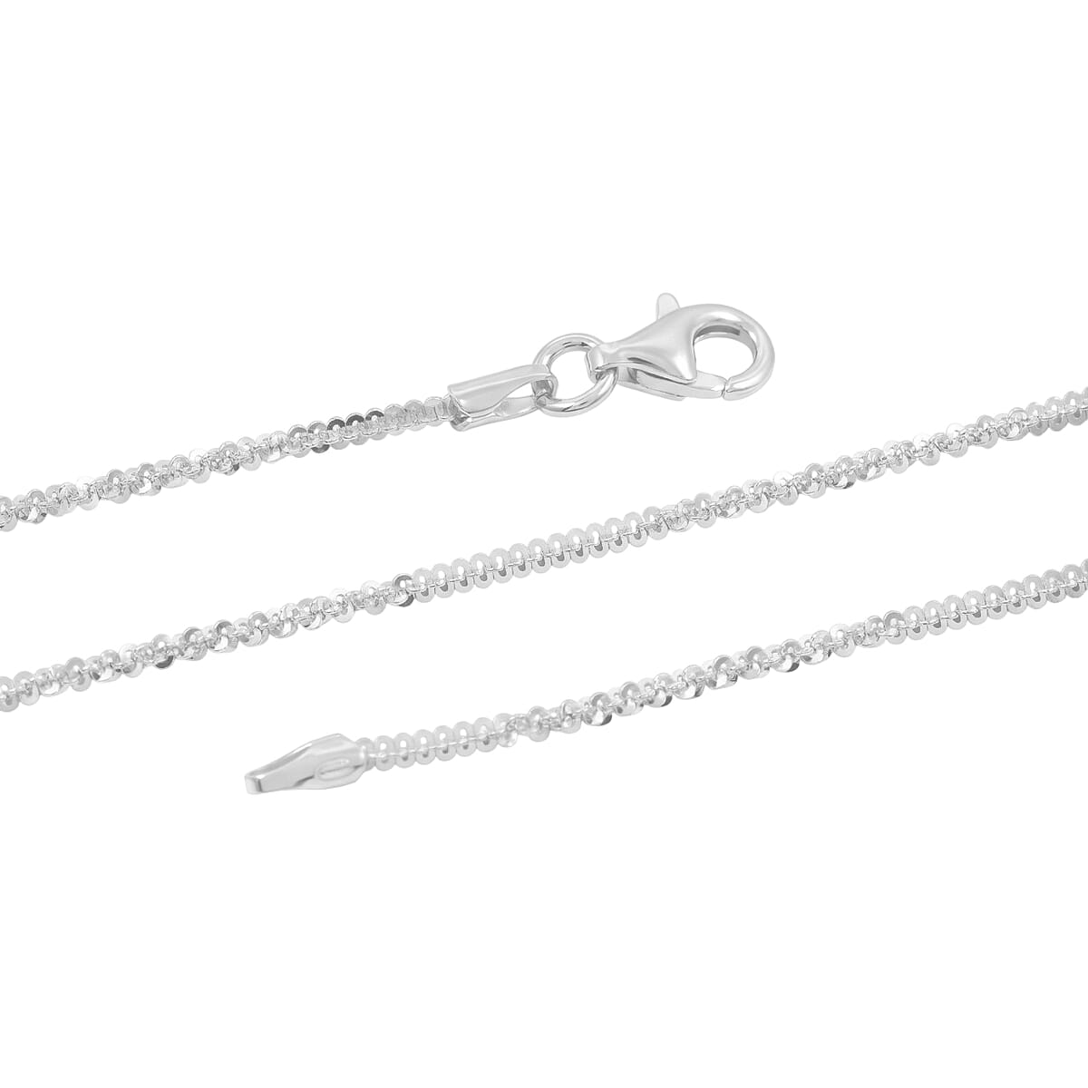 Italian Diamond-cut Rock Chain Necklace in Rhodium Over Sterling Silver 3.22 Grams 20 Inches image number 4