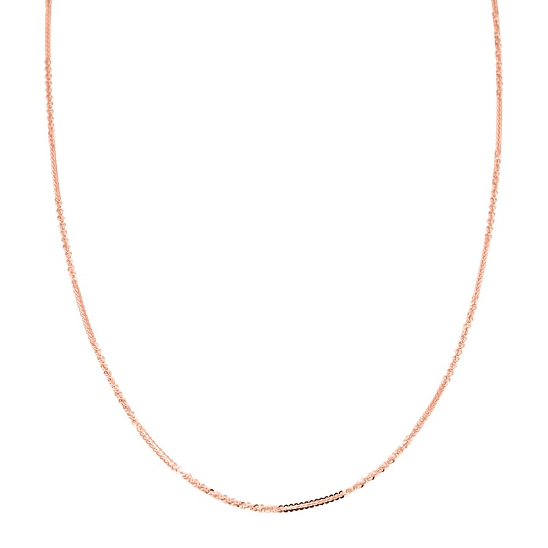 Italian Diamond-cut Rock Chain Necklace in 14K Rose Gold Over Sterling Silver 3.22 Grams 20 Inches